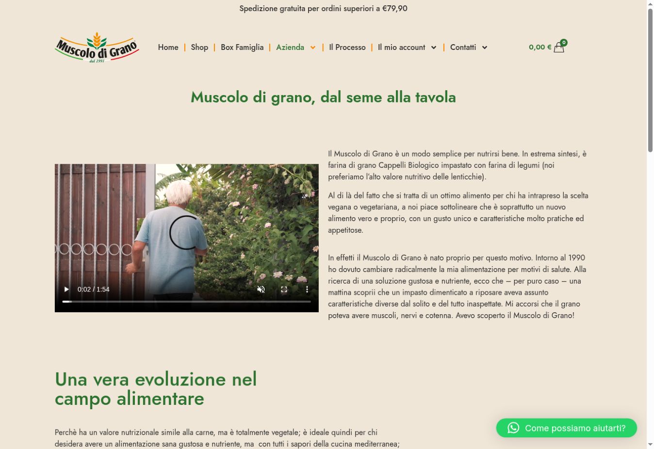 Pagina interna del sito Muscolo di Grano