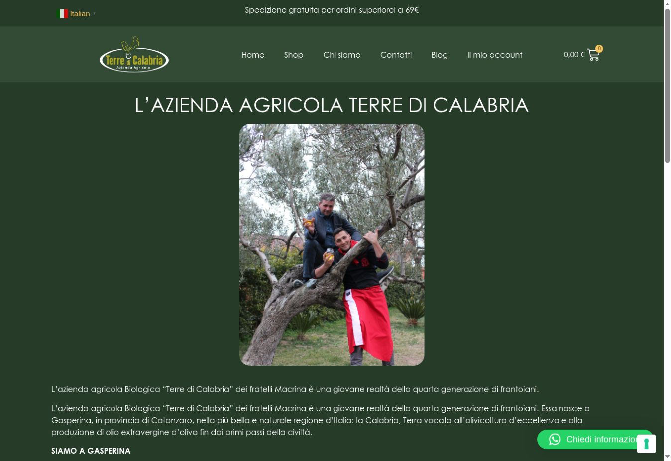 Pagina interna del sito Terre di Calabria
